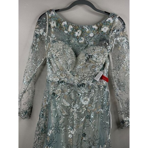 Mac Duggal 67498 Floral Embroidered Illusion Long Sleeve Gown Size 4 NWT - Picture 7 of 9